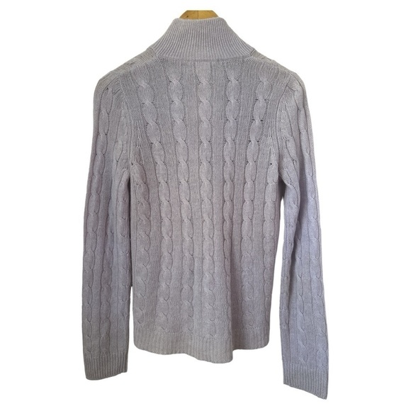 Evelyn Grace Lilac Cable Knit Split V-Neck Cashmere Sweater Medium - Picture 5 of 6